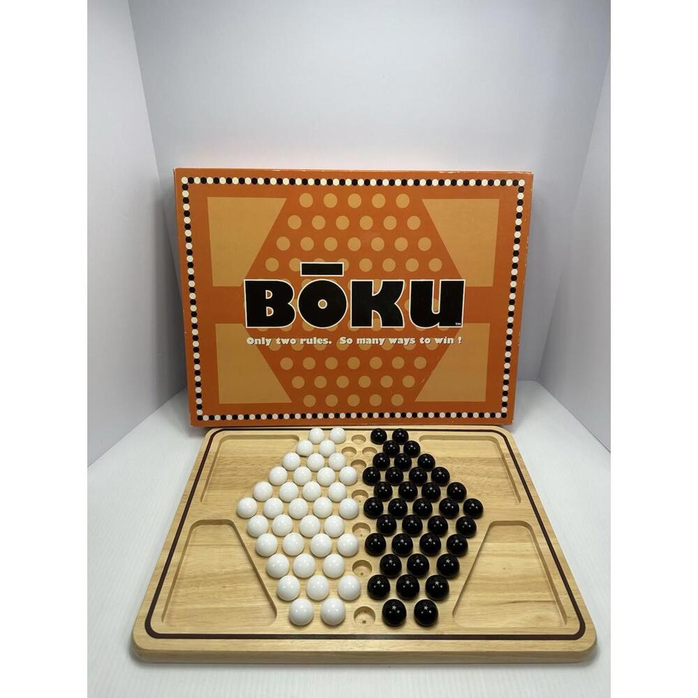 Vintage BŌKU 2 Rules Wood Game Board Black & White Marbles London Game Co LTD